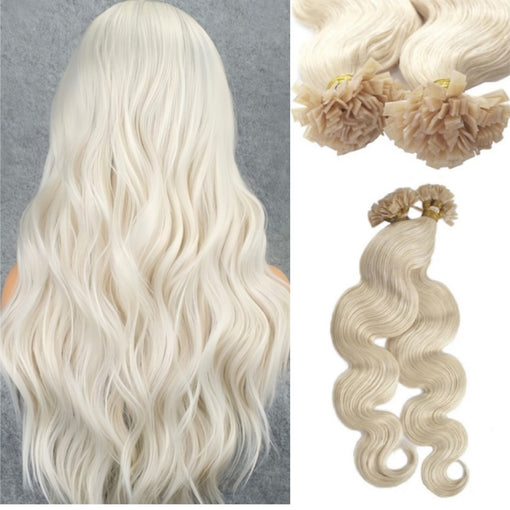 Flat Tip Body Wave #60 Blonde Hot Fusion Remy Human Hair Extensions [FLATBW002]