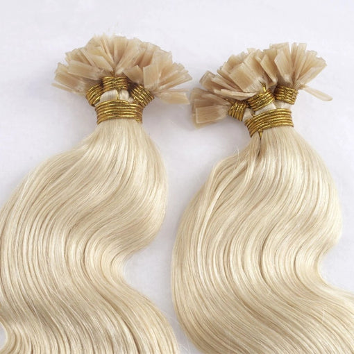 Flat Tip Body Wave #60 Blonde Hot Fusion Remy Human Hair Extensions [FLATBW002]