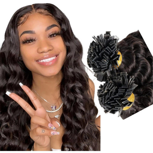 Flat Tip Deep Wave #2 Dark Brown Hot Fusion Remy Human Hair Extensions [FLATDW001]