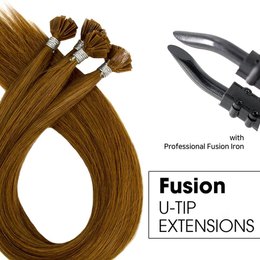 Flat Tip Silky Straight #4 Medium Brown Hot Fusion Remy Human Hair Extensions [FLATSS004]