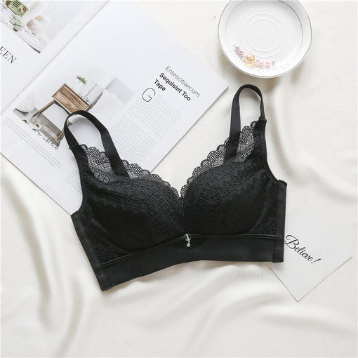 Comfortable Seamless Gathering Elegant Lace Mulberry Silk 3/4 Cup Wireless Underwear Bras & Bralettes [GDBR0033]