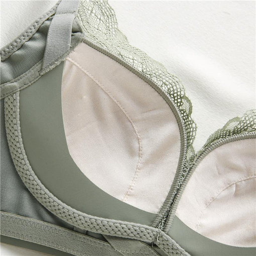 Comfortable Seamless Gathering Elegant Lace Mulberry Silk 3/4 Cup Wireless Underwear Bras & Bralettes [GDBR0033]
