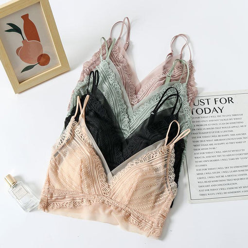 Comfortable Seamless Minimizer Breathable Sexy Lace Mulberry Silk Longline Triangle Wireless Underwear Bras & Bralettes [GDBR0034]