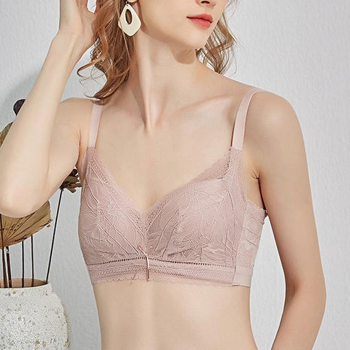 Comfortable Gathering Minimizer Breathable Push Up Elegant Lace Mulberry Silk 3/4 Cup Wireless Underwear Bras & Bralettes [GDBR0035]