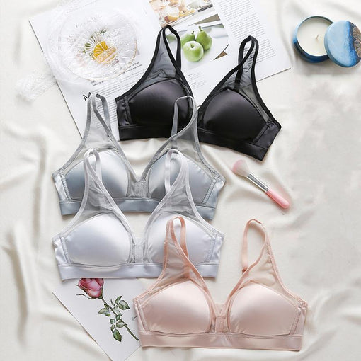 Comfortable Gathering Seamless Sexy Mulberry Silk Full Cup Wireless Underwear Bras & Bralettes [GDBR0038]