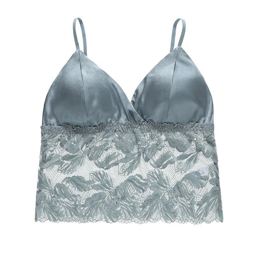 Comfortable Seamless Minimizer Sexy Lace Mulberry Silk Longline Triangle Tank Top Wireless Underwear Bras & Bralettes [GDBR0040]