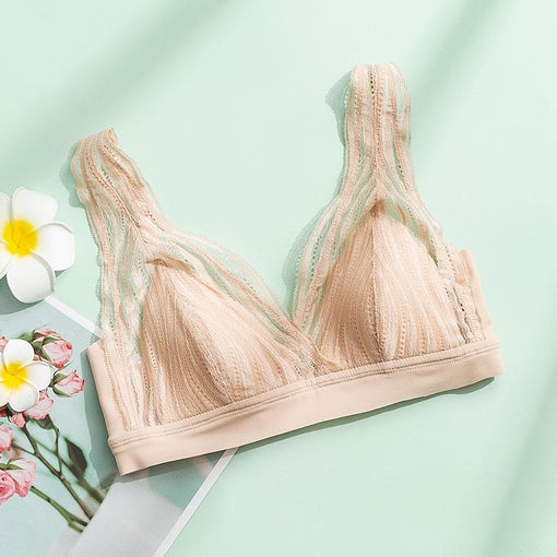 Minimizer Comfortable Sexy Lace Mulberry Silk Triangle Wireless Underwear Bras & Bralettes [GDBR0056]