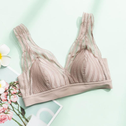 Minimizer Comfortable Sexy Lace Mulberry Silk Triangle Wireless Underwear Bras & Bralettes [GDBR0056]