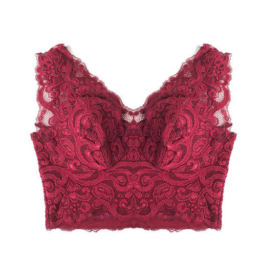 Minimizer Comfortable Elegant Lace Mulberry Silk Longline Full Cup Tube Top Tank Top Wireless Underwear Bras & Bralettes [GDBR0058]