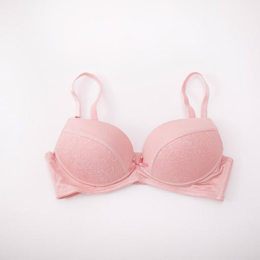 Gathering Seamless Push Up Sexy Lace Mulberry Silk Bow 3/4 Cup Wireless Underwear Bras & Bralettes [GDBR0061]