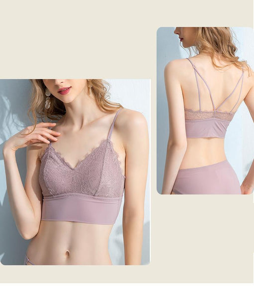 Minimizer Comfortable Sexy Lace Mulberry Silk longline Full Cup Tube Top Tank Top Wireless Underwear Bras & Bralettes [GDBR0063]