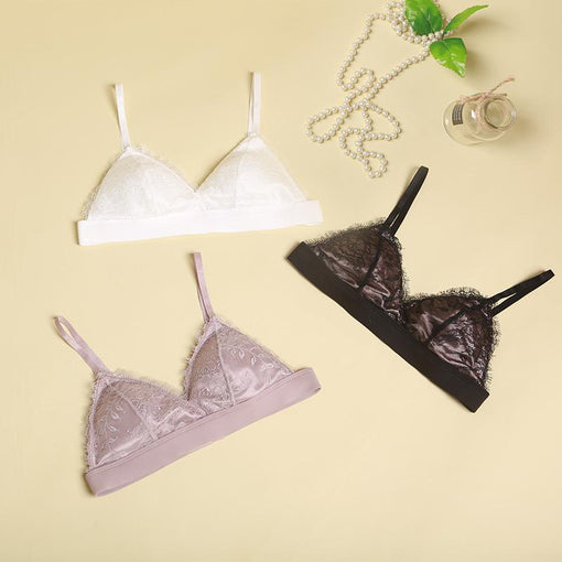 Push Up Gathering Sexy Lace Mulberry Silk Triangle Wireless Underwear Bras & Bralettes [GDBR0066]
