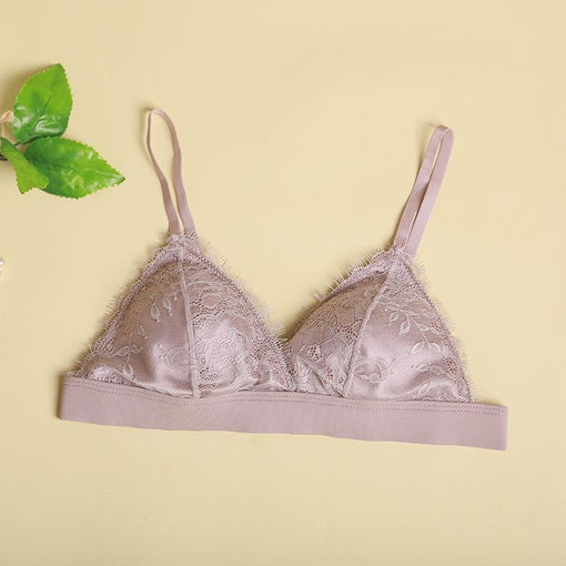 Push Up Gathering Sexy Lace Mulberry Silk Triangle Wireless Underwear Bras & Bralettes [GDBR0066]