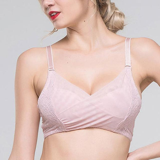 Gathering Breathable Sexy Lace Mulberry Silk Full Cup Wireless Underwear Bras & Bralettes [GDBR0069]