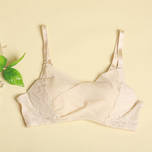 Gathering Breathable Sexy Lace Mulberry Silk Full Cup Wireless Underwear Bras & Bralettes [GDBR0069]