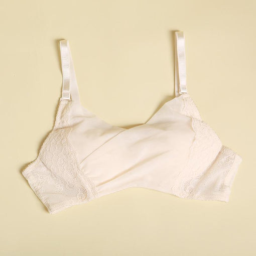 Gathering Breathable Sexy Lace Mulberry Silk Full Cup Wireless Underwear Bras & Bralettes [GDBR0069]