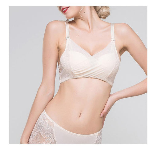 Gathering Breathable Sexy Lace Mulberry Silk Full Cup Wireless Underwear Bras & Bralettes [GDBR0069]