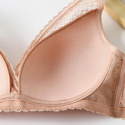 Comfortable Breathable Sexy Lace Mulberry Silk Mesh 3/4 Cup Wireless Underwear Bras & Bralettes [GDBR0070]