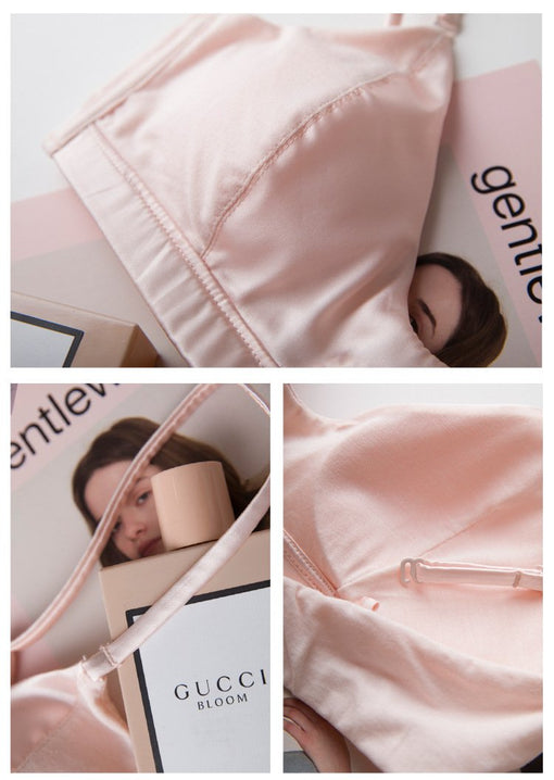 Comfortable Seamless Cute Mulberry Silk Cotton 3/4 Cup Wireless Underwear Bras & Bralettes [GDBR0090]