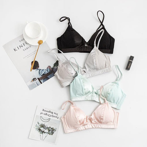 Comfortable Seamless Cute Mulberry Silk Cotton 3/4 Cup Wireless Underwear Bras & Bralettes [GDBR0090]