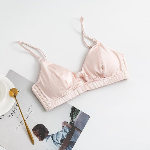 Comfortable Seamless Cute Mulberry Silk Cotton 3/4 Cup Wireless Underwear Bras & Bralettes [GDBR0090]