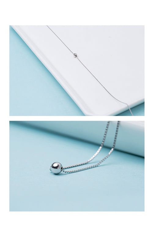 Small Bean Simple Personality Silver Pendant Necklace Choker [INLA044]