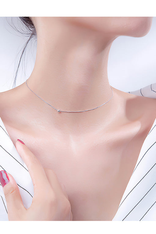 Small Bean Simple Personality Silver Pendant Necklace Choker [INLA044]