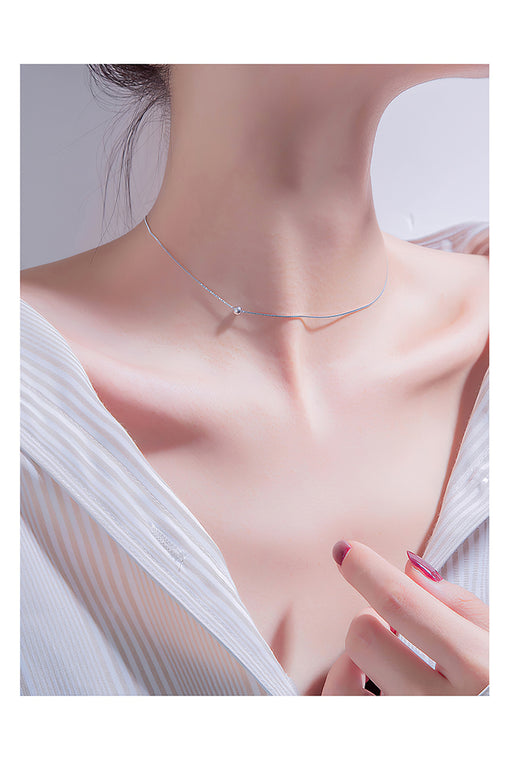 Small Bean Simple Personality Silver Pendant Necklace Choker [INLA044]