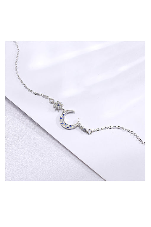 Moon pendant silver star necklace [INLA103]