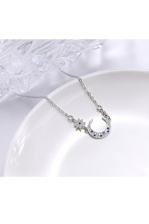 Moon pendant silver star necklace [INLA103]