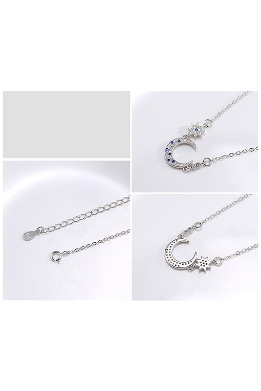 Moon pendant silver star necklace [INLA103]