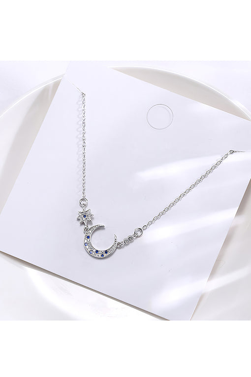 Moon pendant silver star necklace [INLA103]