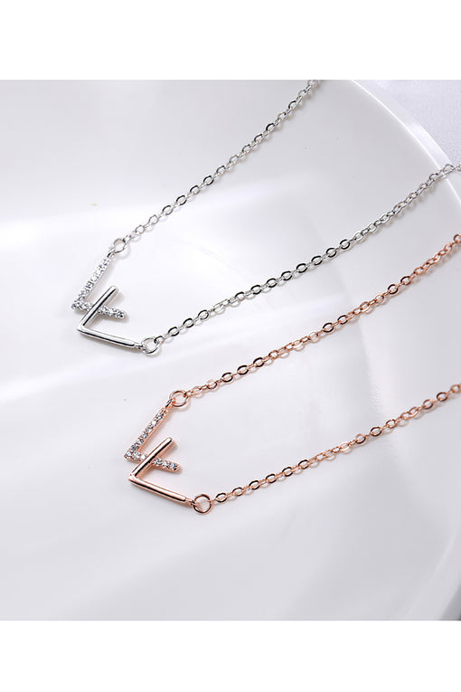 W Letter Double V-shaped Pendant Personality Creative Silver Necklace [INLA104]