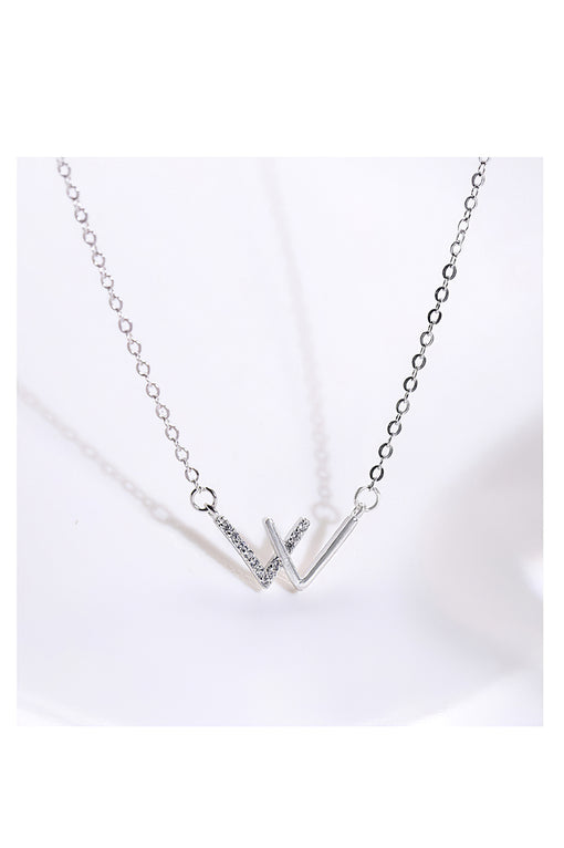 W Letter Double V-shaped Pendant Personality Creative Silver Necklace [INLA104]