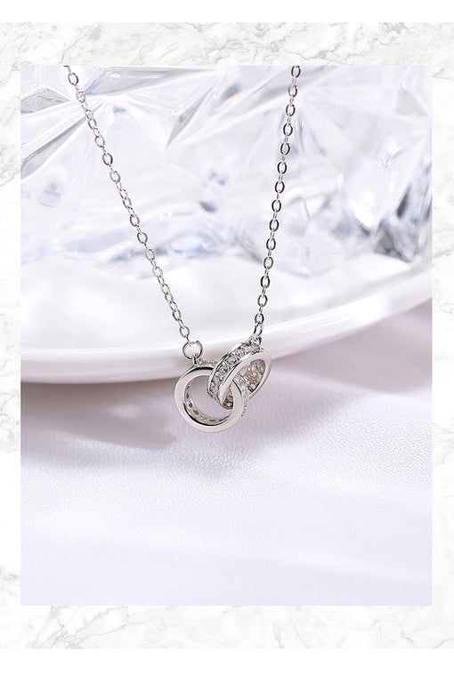 Double Ring Circle pendant Creative Personality Silver Necklace [INLA121]
