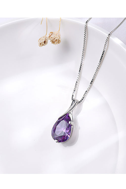 Angel Tears Amethyst Pendant Silver Drop Pendant (without chain) [INLA164]