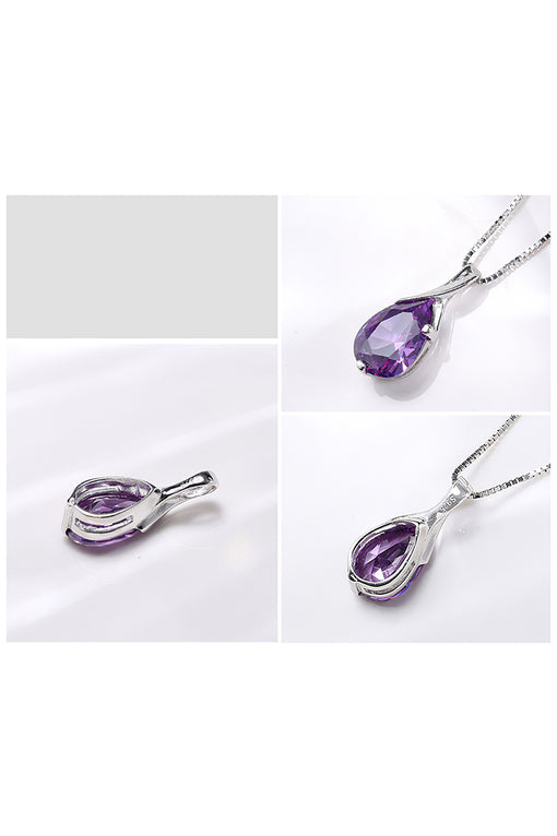 Angel Tears Amethyst Pendant Silver Drop Pendant (without chain) [INLA164]