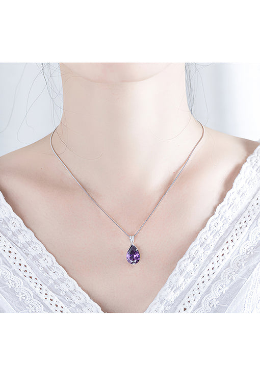 Angel Tears Amethyst Pendant Silver Drop Pendant (without chain) [INLA164]