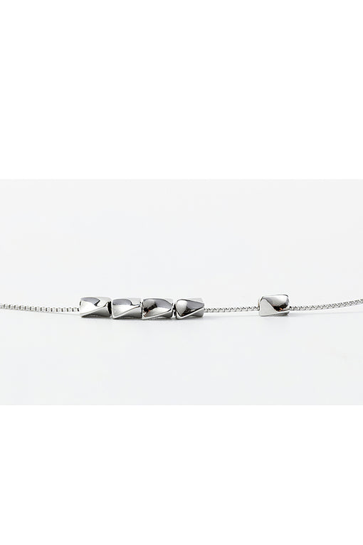 Lucky Five Rice Grains Silver Pendant Necklace Choker [INLA195]