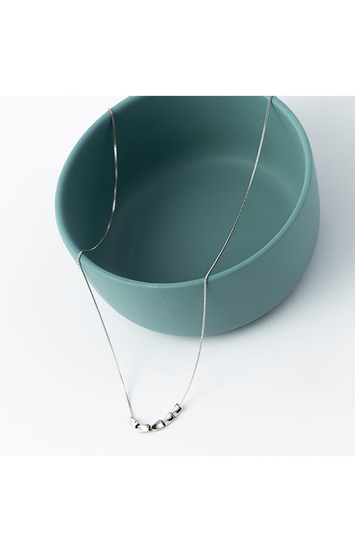 Lucky Five Rice Grains Silver Pendant Necklace Choker [INLA195]