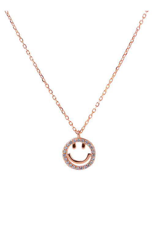 Round Smile Pendant Cute Silver Necklace [INLA216]