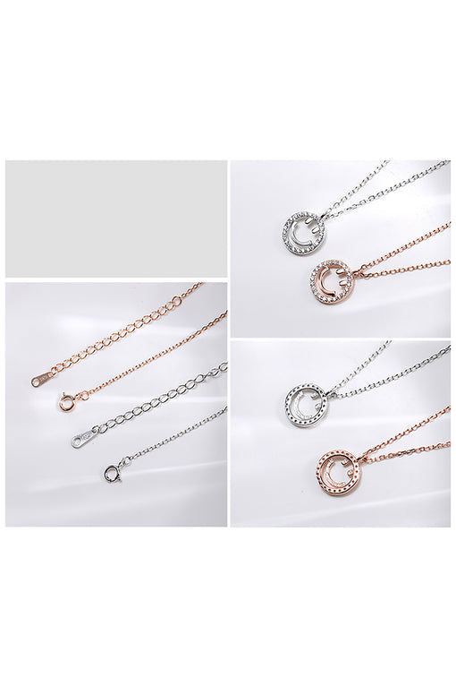 Round Smile Pendant Cute Silver Necklace [INLA216]