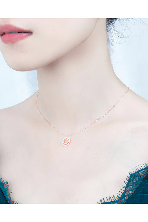 Round Smile Pendant Cute Silver Necklace [INLA216]