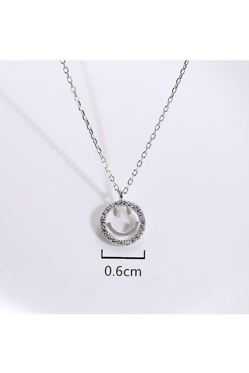 Round Smile Pendant Cute Silver Necklace [INLA216]