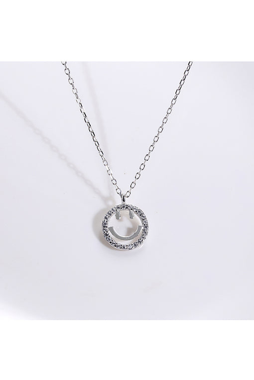 Round Smile Pendant Cute Silver Necklace [INLA216]