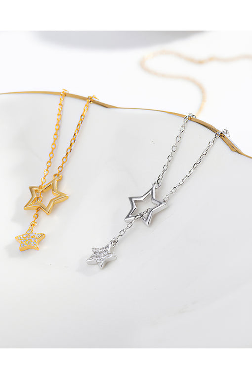 Star Pendant Elegant Silver Necklace Sweater Chain [INLA222]
