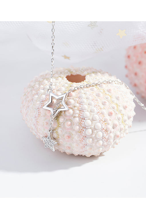 Star Pendant Elegant Silver Necklace Sweater Chain [INLA222]