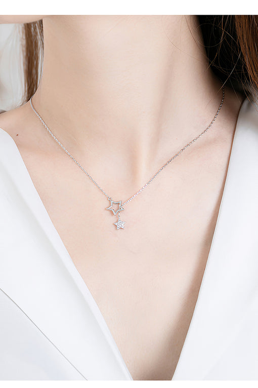 Star Pendant Elegant Silver Necklace Sweater Chain [INLA222]