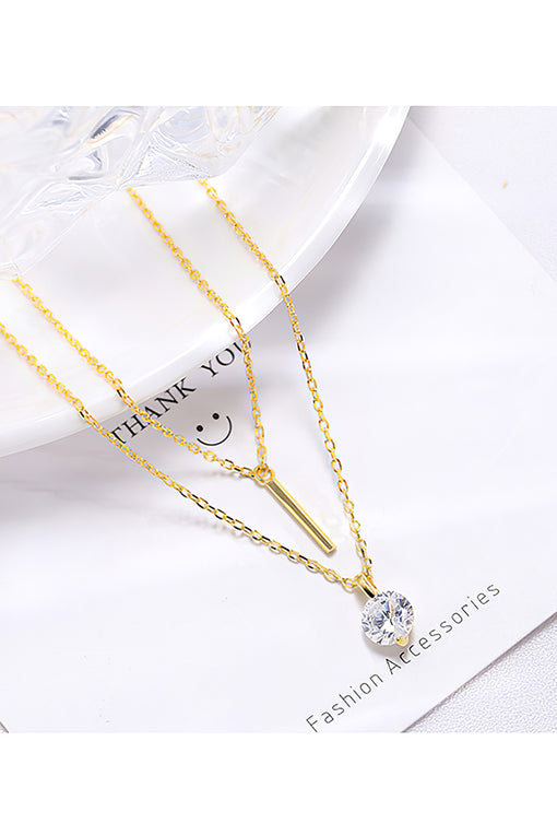 Double Layer Pendants Personality Silver Necklace Choker [INLA233]