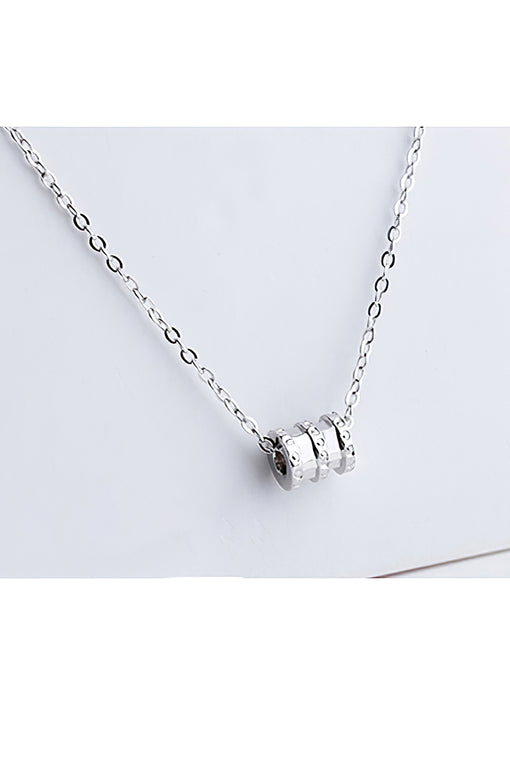 Small Waist Cylindrical Pendant Simple Silver Necklace [INLA262]